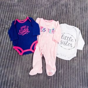 Carter's Little Sister Baby Girls Bundle 0-3 months Shirts Infant